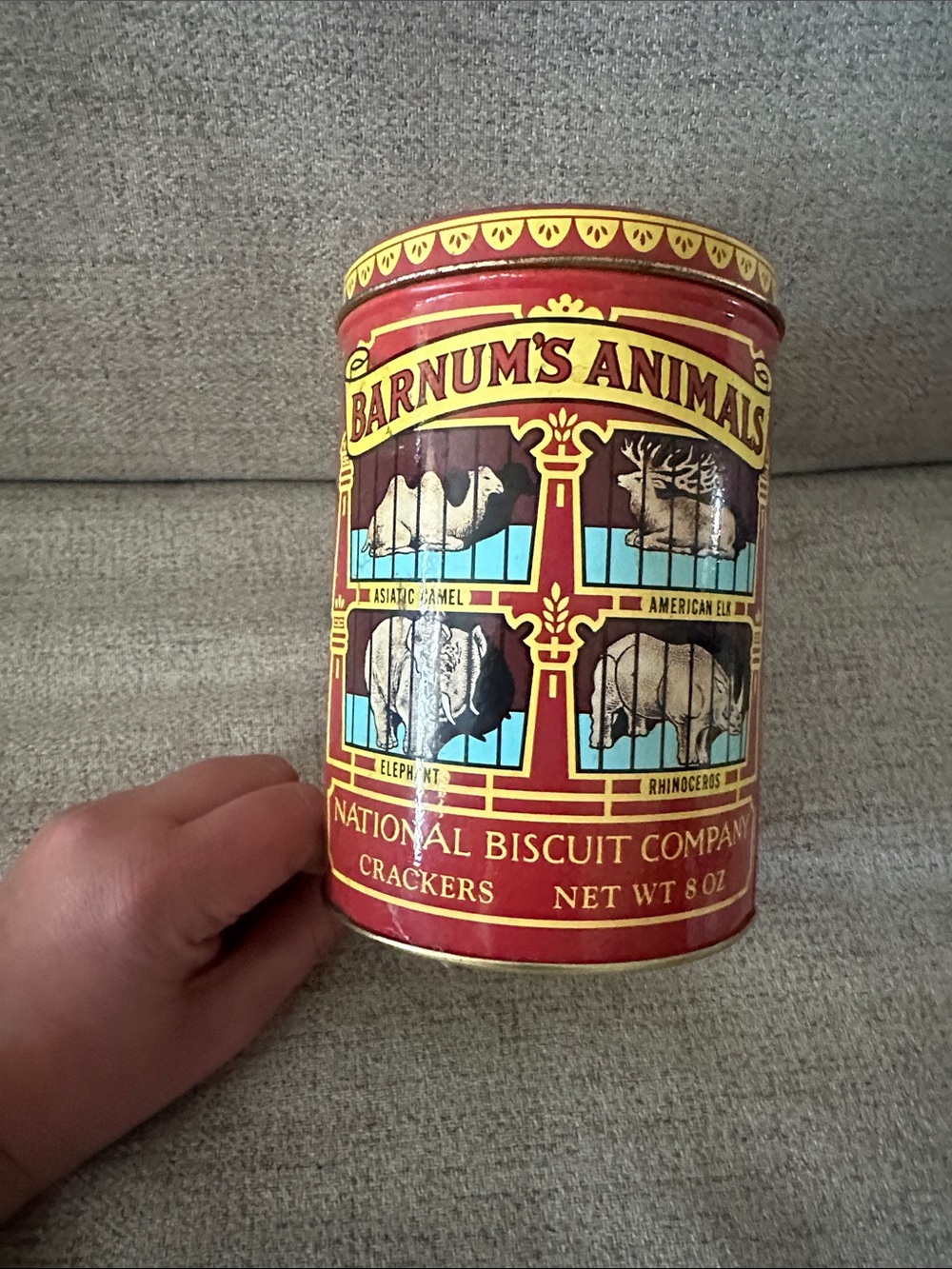 Animal Red and Yellow Barnum's Animals Vintage Biscuit Tin